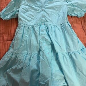 English Factory Light Blue Tiered Mini Dress